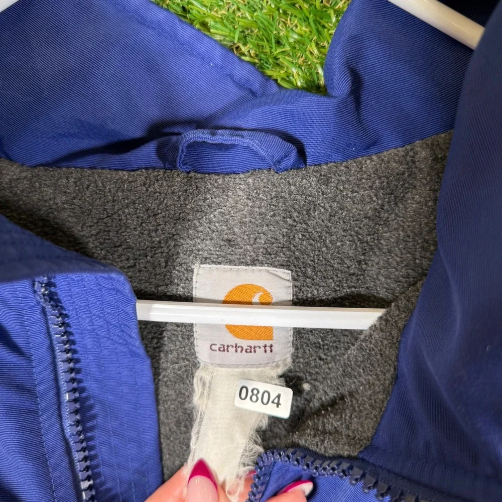 Carhartt Men's‎ Blue Lined Work Jacket Full Zip Insulated Outdoor Coat